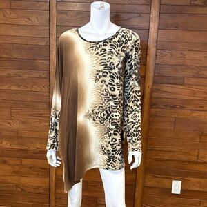 Clara Sun Woo Leopard and Brown Asymmetrical Tunic